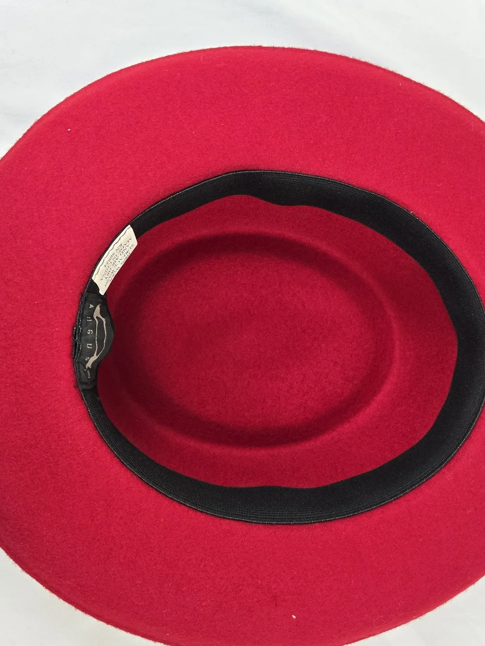 August Hat Company Red Wool Felt Fedora Wide Brim Hat 100% Wool Size 7 1/4